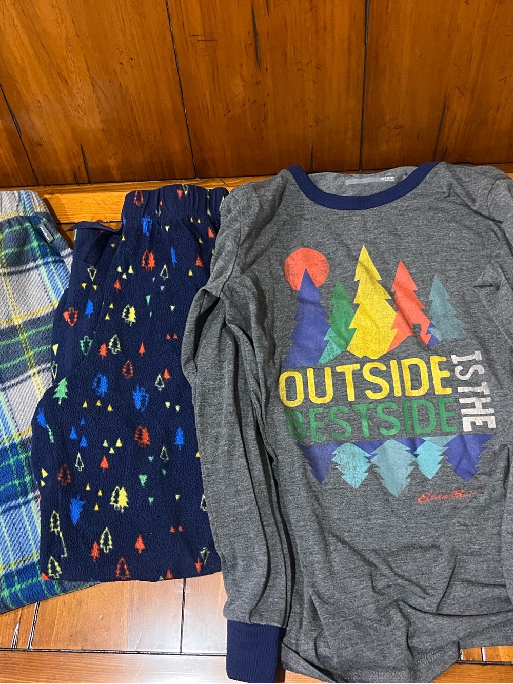 Kids Grey Eddie Bauer Pajama Set - Two Pants, One Shirt